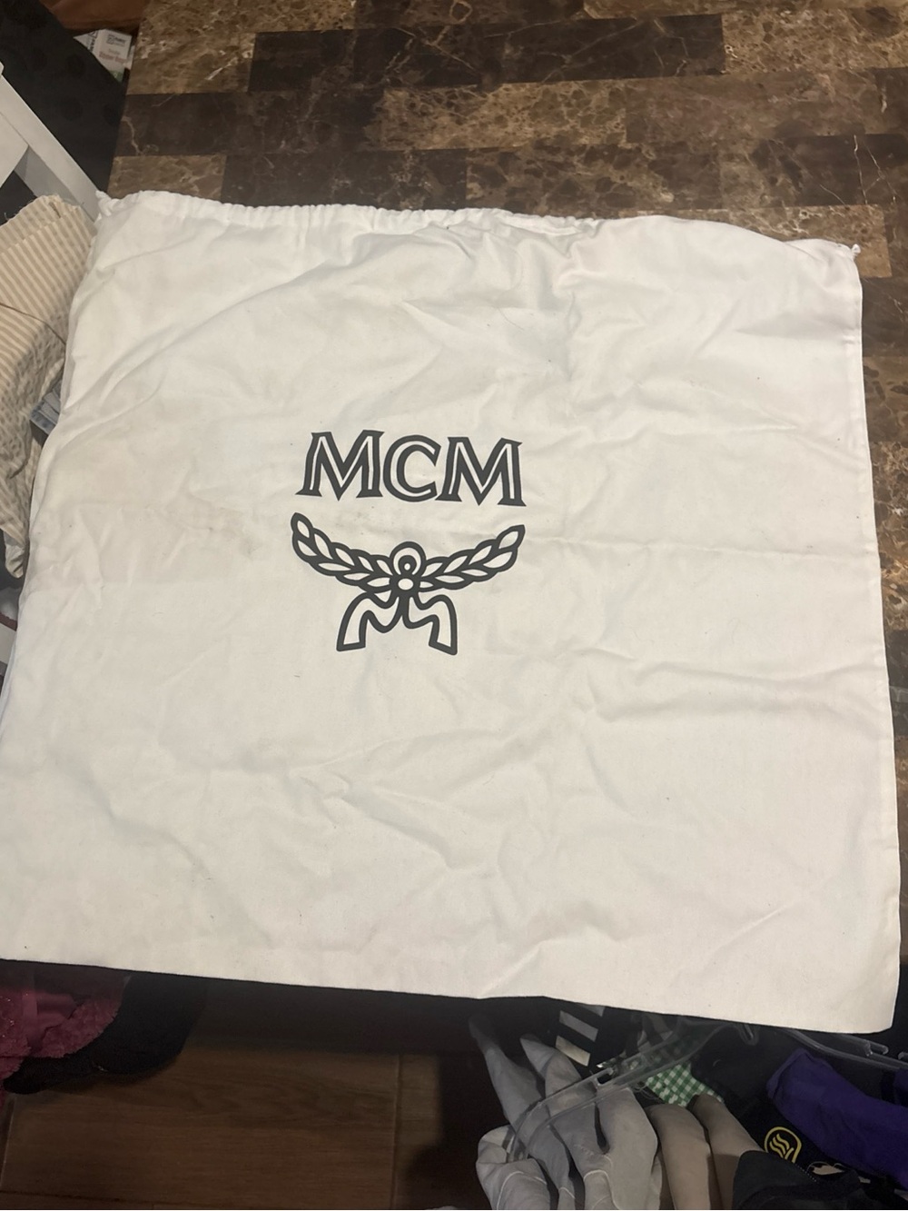 MCM White Logo Storage Dust Bag